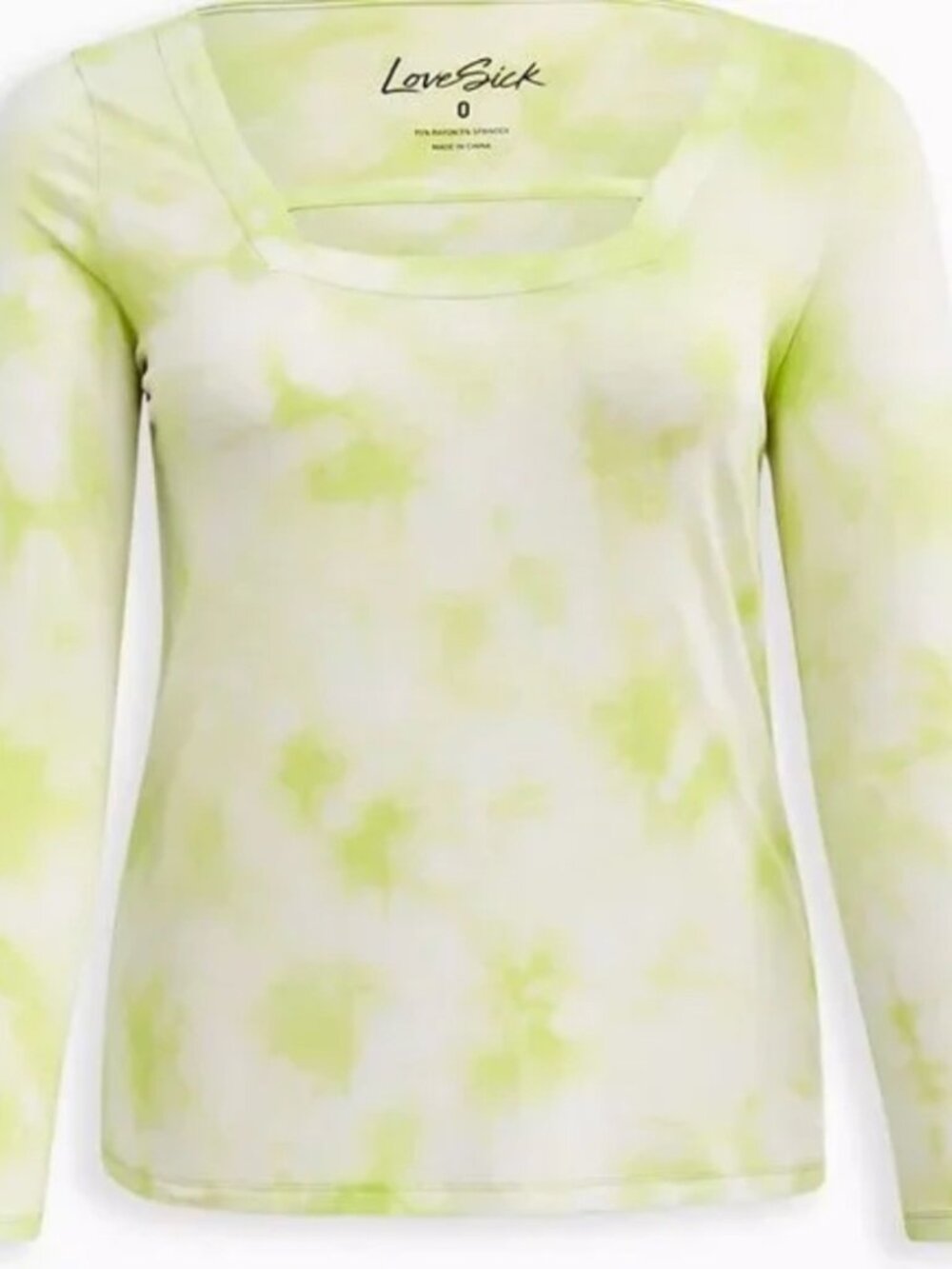 Torrid Top 2X Lovesick Green Tie Dye Long Sleeve Super Soft Tee Shirt Strappy